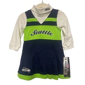 Seattle Seahawks NFL Embroidered Cheerleading 2 Piece Dress Infant 12 Month NWT